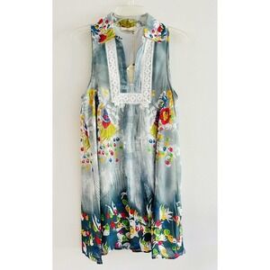 Entro | Women's Gray Sleeveless Floral Lace Knee Length Dress Size M Medium